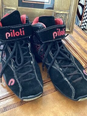 PILOTI MEN’S HIGH-TOP LEATHER RACING SHOES - BLACK SUEDE - SIZE 9.5US